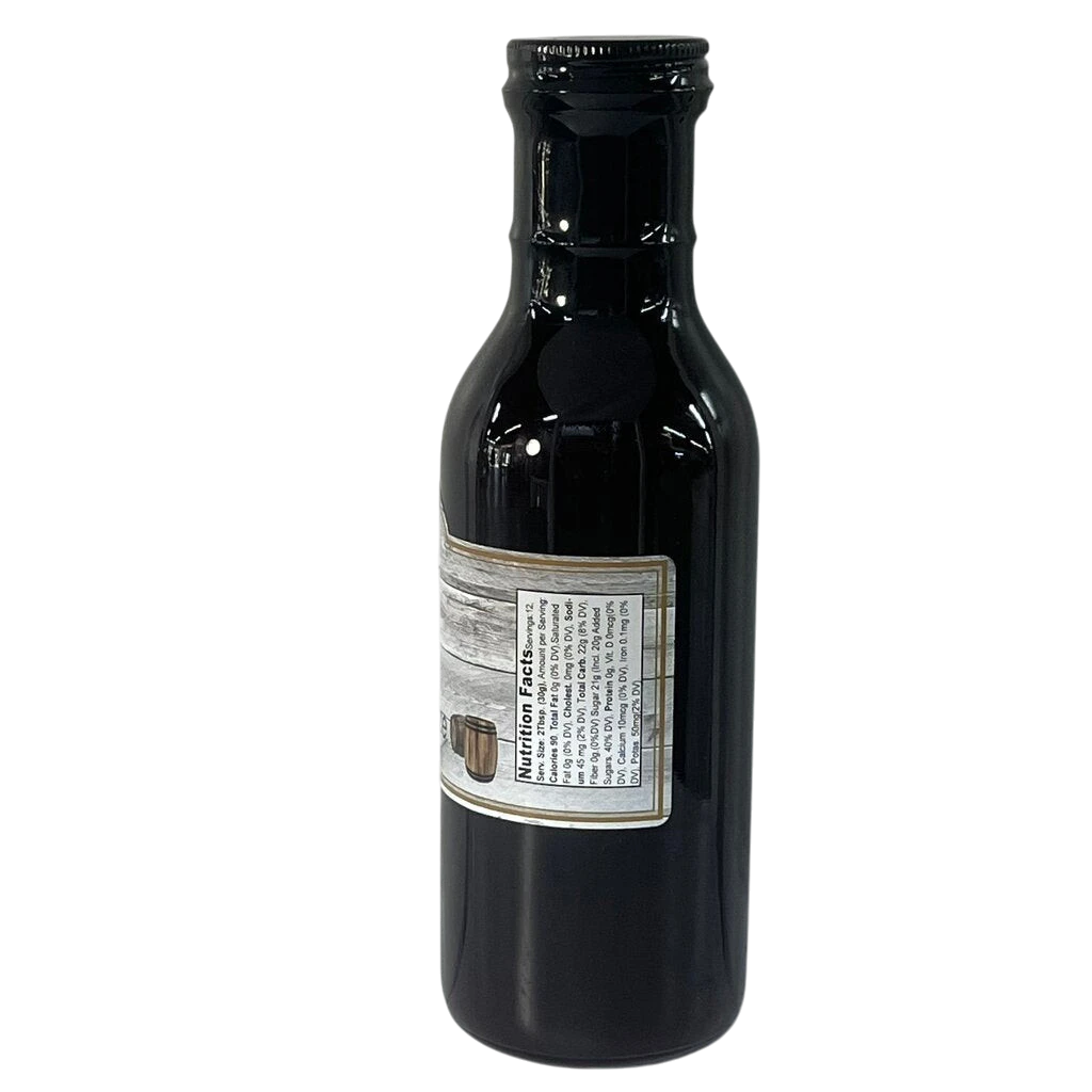 Broke Man's Pantry Sweet Bourbon Glaze bottle showing nutrition facts label on a white background