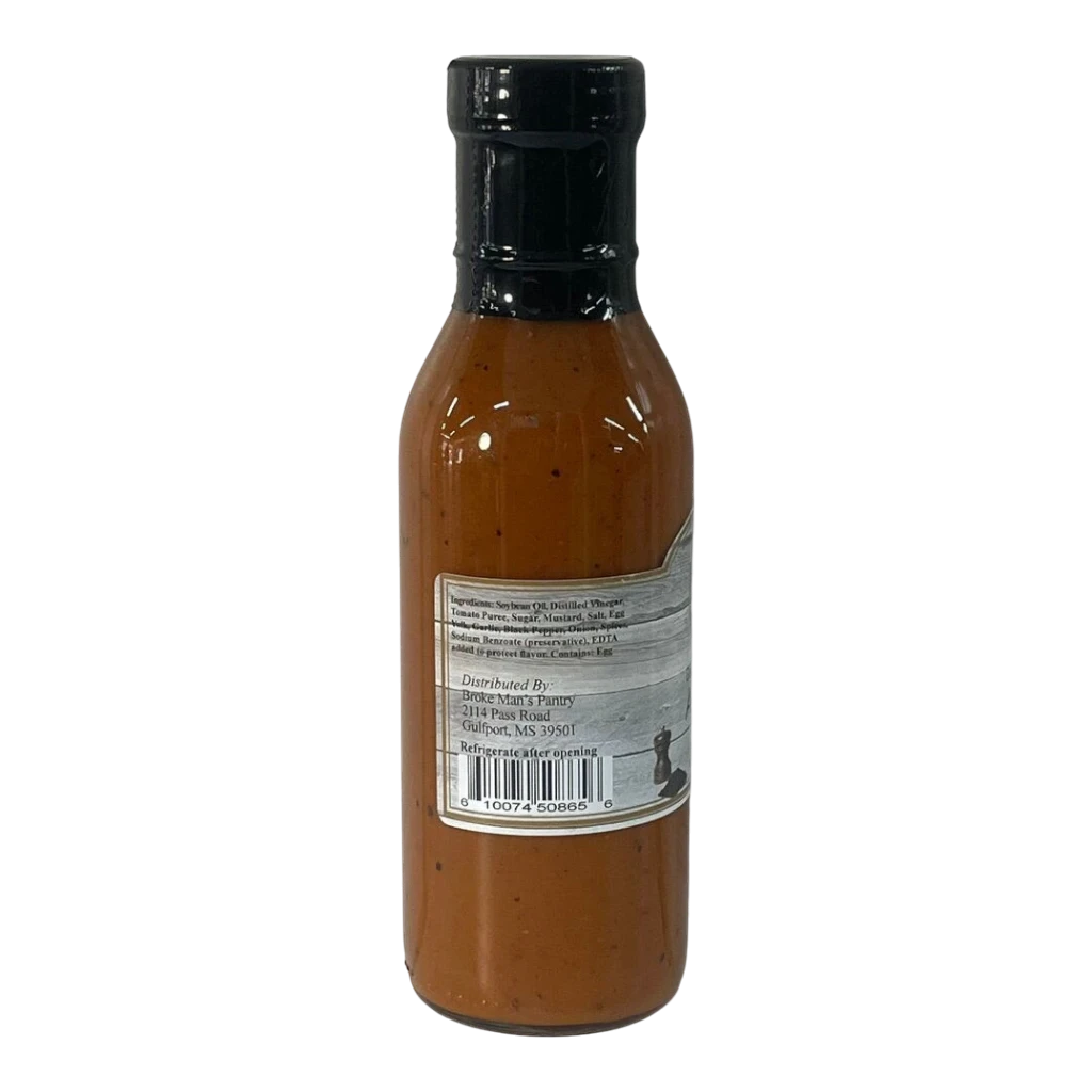 Broke Man's Pantry Awesome Sauce in a glass bottle with a black cap, featuring a label with ingredients and barcode.