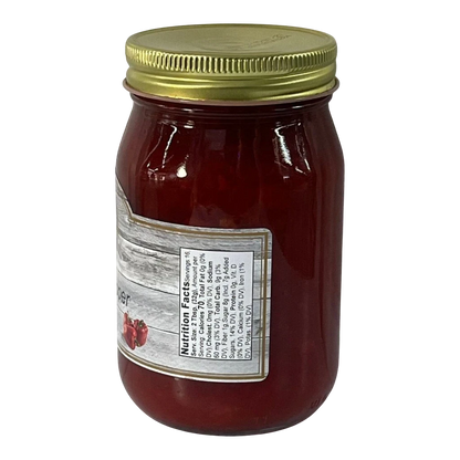 Broke Man's Pantry mild sweet pepper relish in a glass jar with a gold lid and nutrition facts label.
