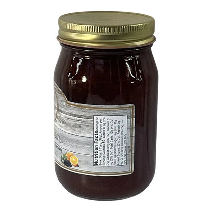 Broke Man's Pantry TOE Jam in a glass jar with a gold lid, featuring tangerine, orange, and elderberry flavors.