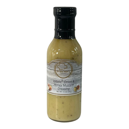 Broke Man's Pantry Vidalia Onion & Honey Mustard Dressing in a 12oz glass bottle with a black cap.